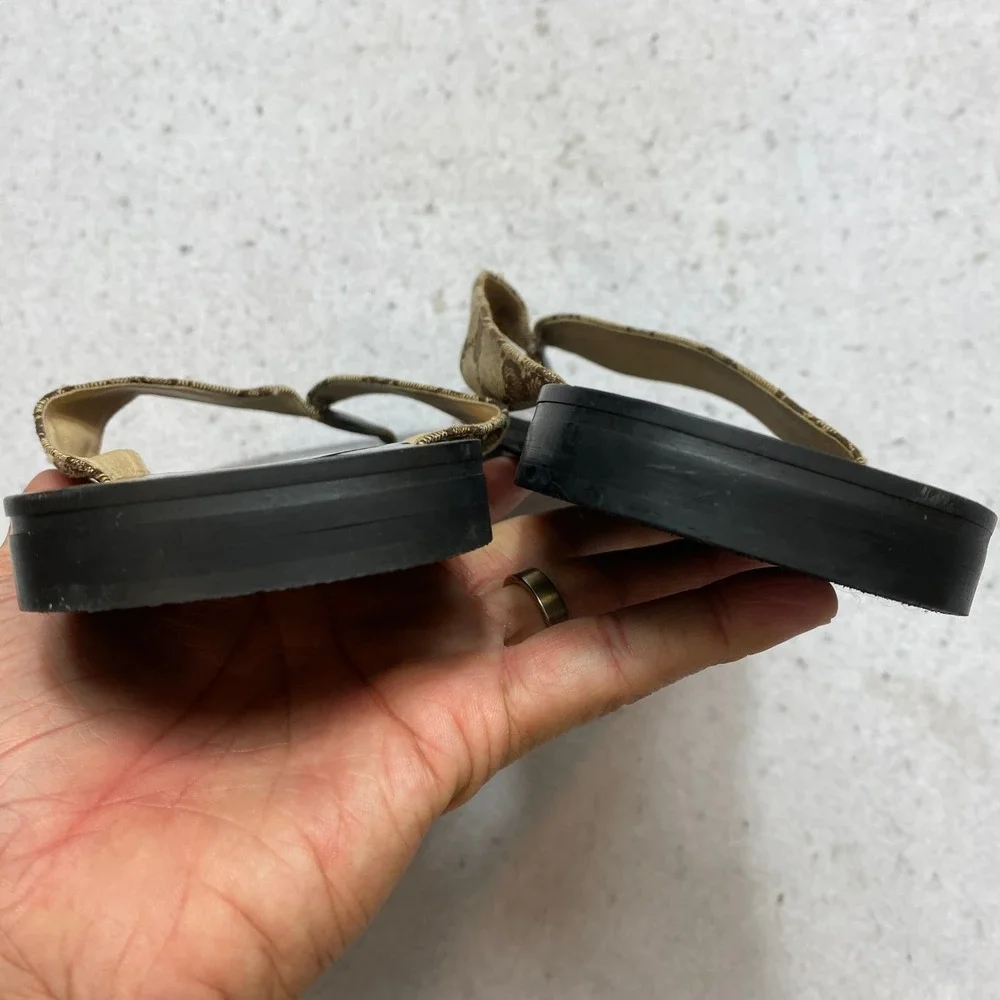 Gucci Sandals Mens 41 Black Brown Iconic GG Monogram Canvas Thong Flip Flop - Picture 11 of 11